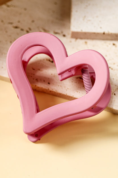 Light Pink Simple Frosted Heart Shaped Hair Claw Clip - Heritage Couture  