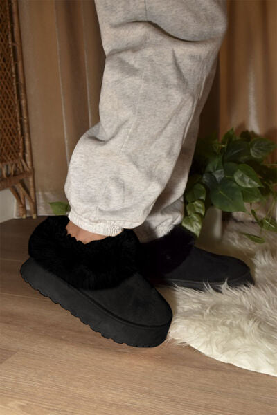 WILD DIVA Faux-Fur Platform Slip On Booties - Heritage Couture  