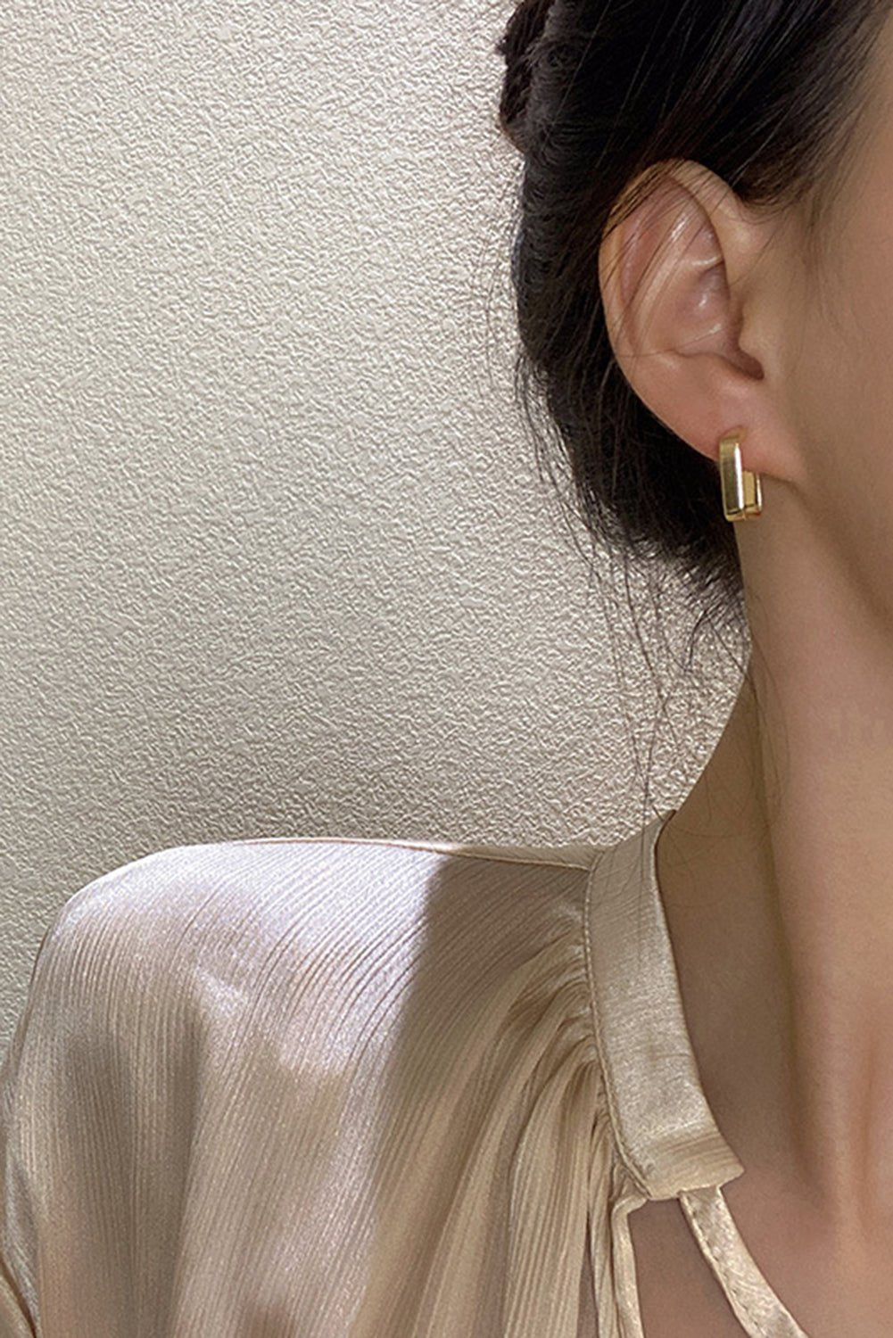 Gold Square Hook Plated Alloy Stud Earrings - Heritage Couture  