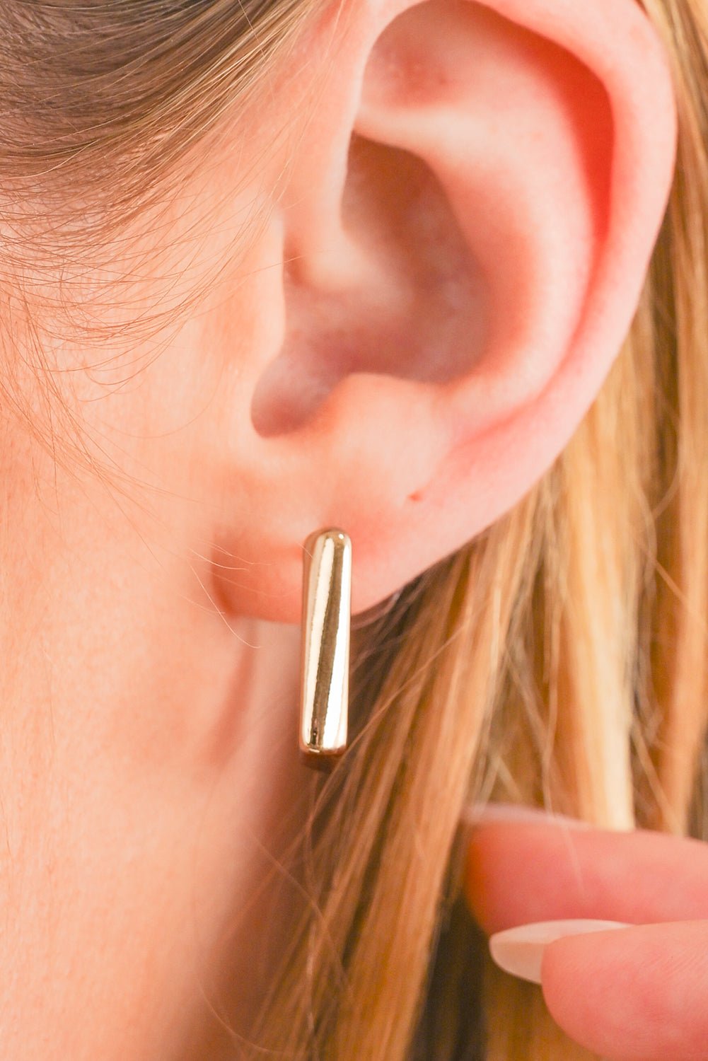 Gold Square Hook Plated Alloy Stud Earrings - Heritage Couture  