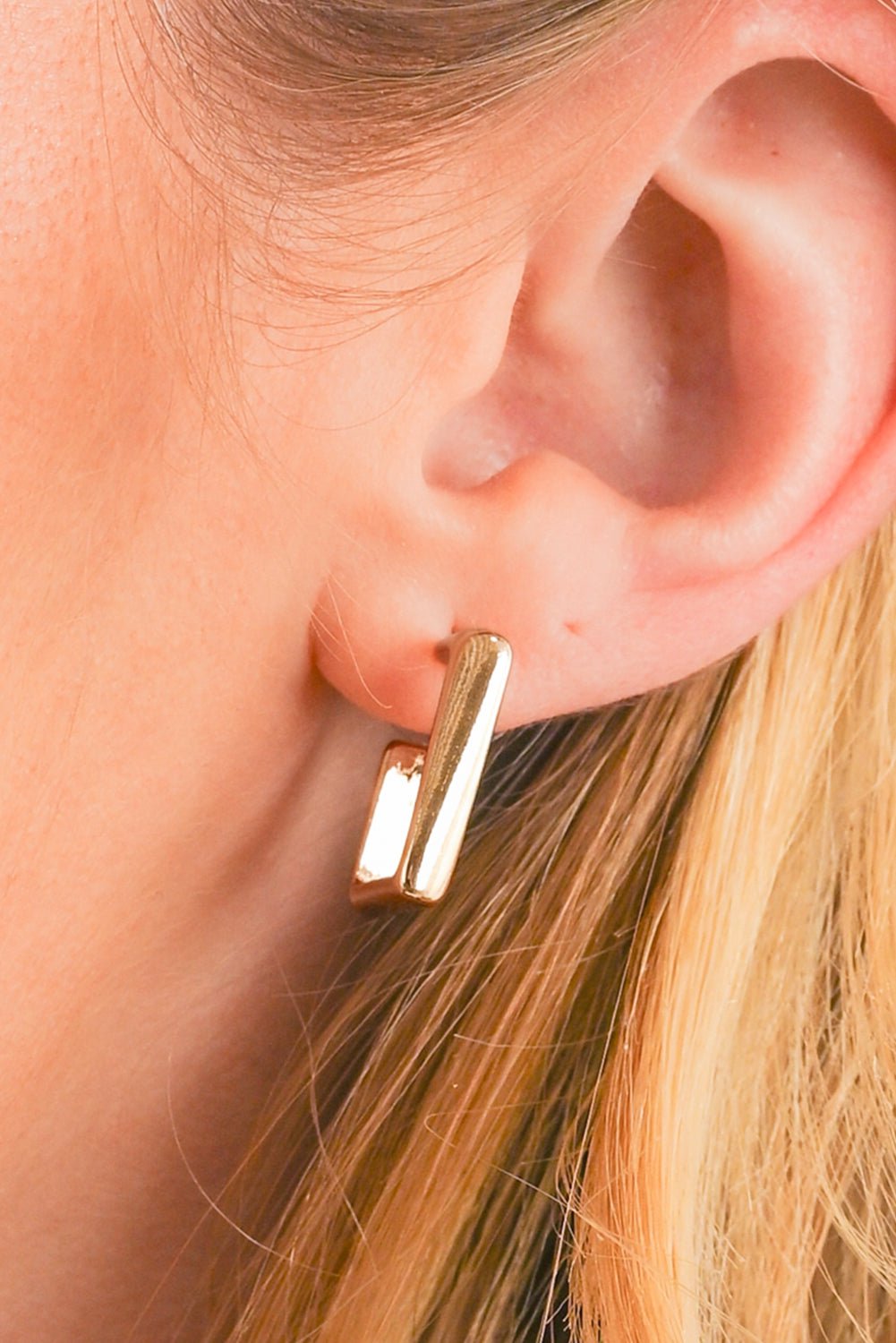 Gold Square Hook Plated Alloy Stud Earrings - Heritage Couture  