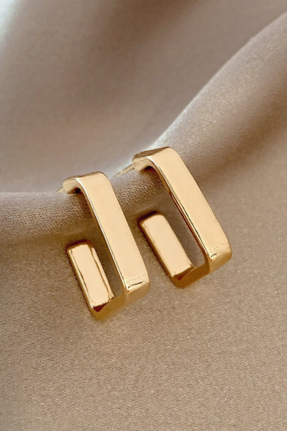 Gold Square Hook Plated Alloy Stud Earrings - Heritage Couture  