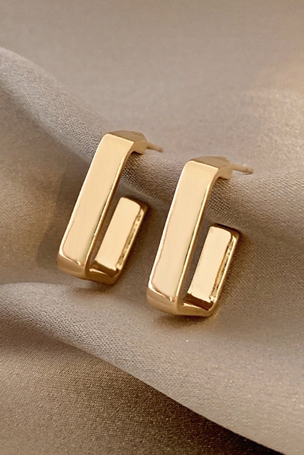 Gold Square Hook Plated Alloy Stud Earrings - Heritage Couture  
