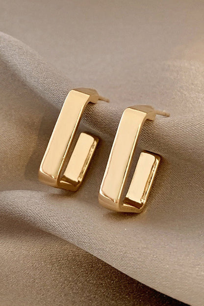 Gold Square Hook Plated Alloy Stud Earrings - Heritage Couture  
