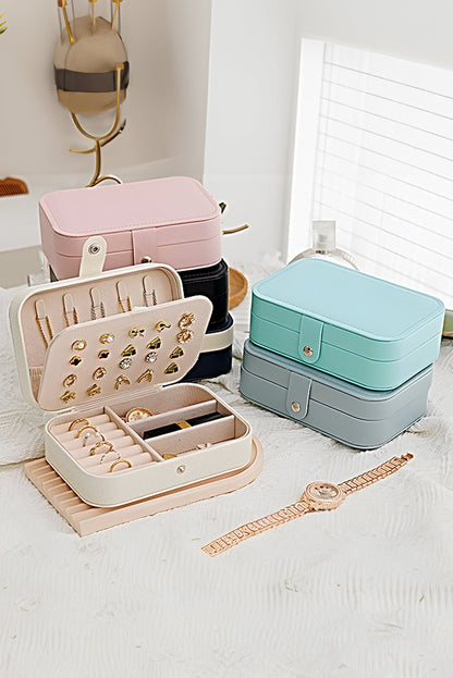 White Multi Layers Lint Lined Buttoned Closure Portable Jewelry Organizer - Heritage Couture  